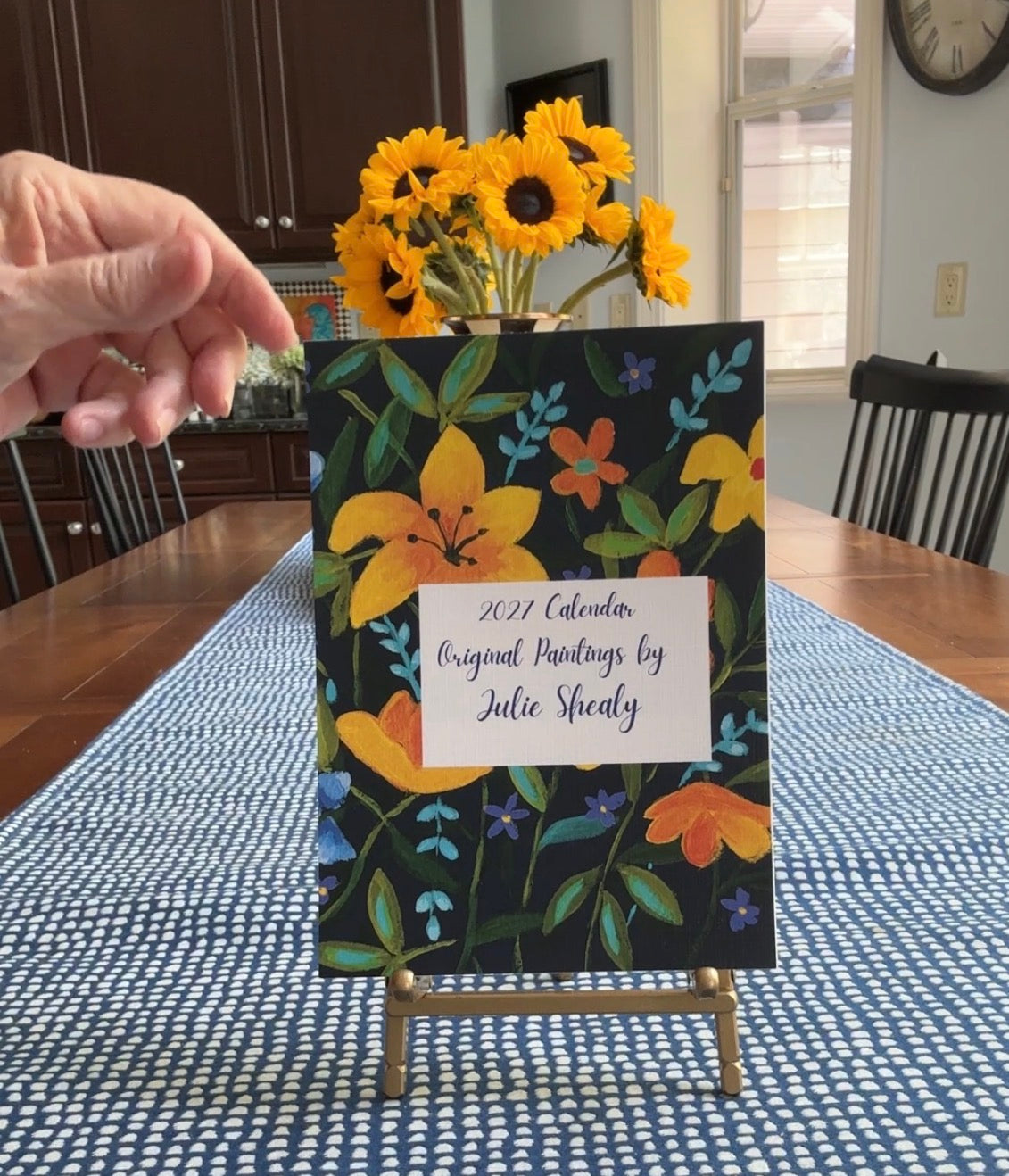Floral Calendar 2027 with Brass Easel